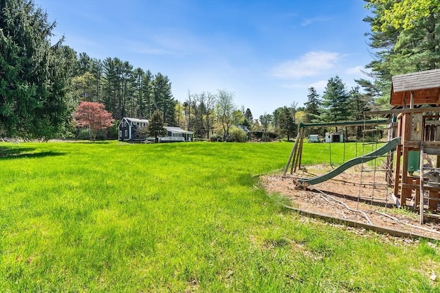 view of yard featuring a playground