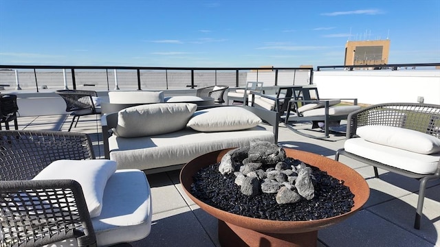 191 Washington St Unit 309, Boston, MA 02135 - view of patio featuring an outdoor living space and a balcony