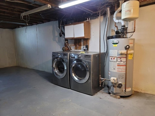 laundry room featuring laundry area, washer and clothes dryer, and gas water heater