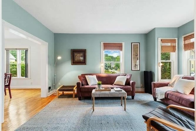 6 Francis Ave, Wakefield, MA 01880 - living area with plenty of natural light, light wood-style floors, and baseboards