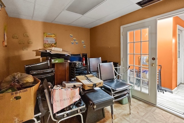 miscellaneous room featuring a paneled ceiling