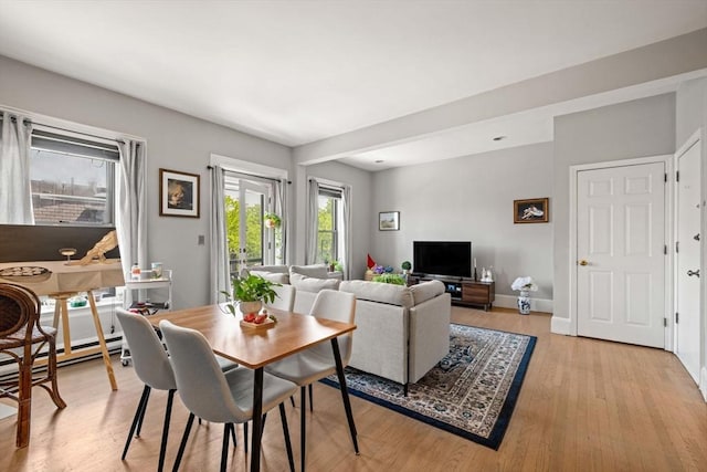 762 Tremont St Unit 5, Boston, MA 02118 - dining area with light wood finished floors, baseboard heating, and baseboards