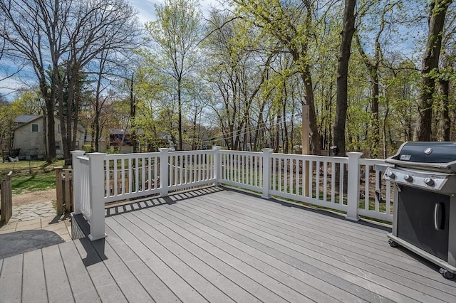 deck featuring grilling area