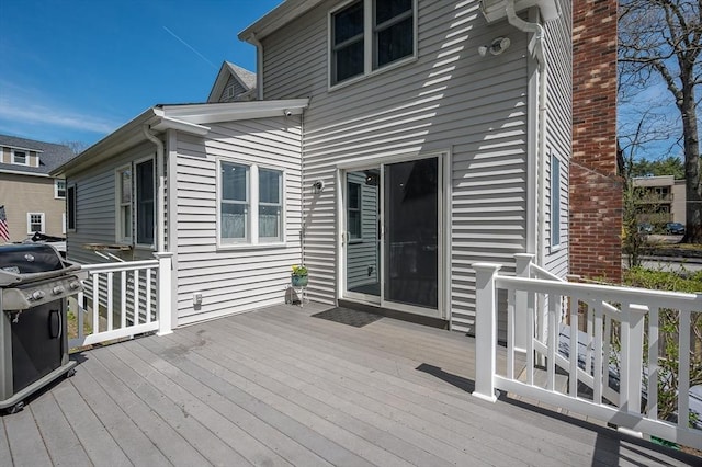 deck featuring grilling area
