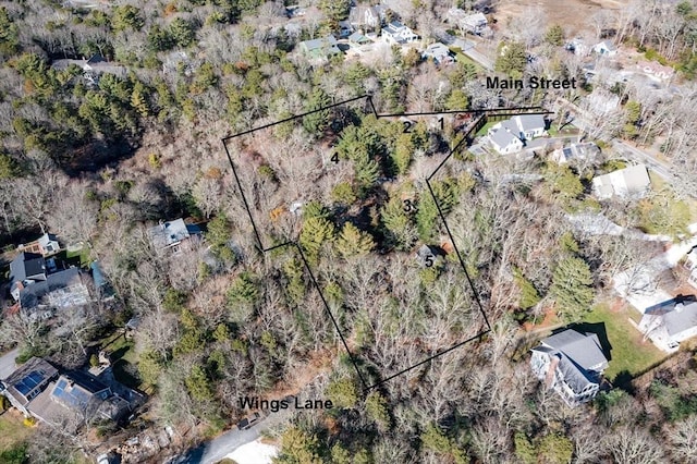 1077 Main St, Barnstable, MA 02635 - aerial view of property and surrounding area with property boundaries highlighted