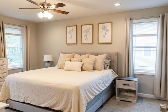 82 Davenport St, Springfield, MA 01119 - carpeted bedroom with baseboards, a ceiling fan, and recessed lighting