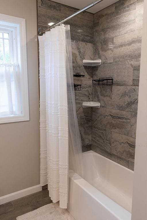 82 Davenport St, Springfield, MA 01119 - full bath featuring shower / bath combo with shower curtain and baseboards