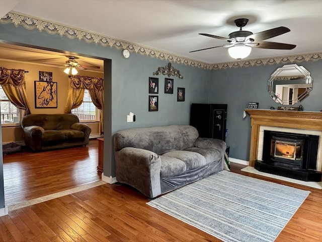 16 E Rd, Adams, MA 01220 - living area featuring a ceiling fan, a wealth of natural light, and hardwood / wood-style flooring