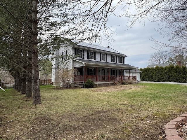 16 E Rd, Adams, MA 01220 - view of front of house with a porch, a front lawn, and fence