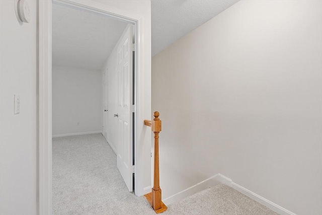 corridor with light colored carpet