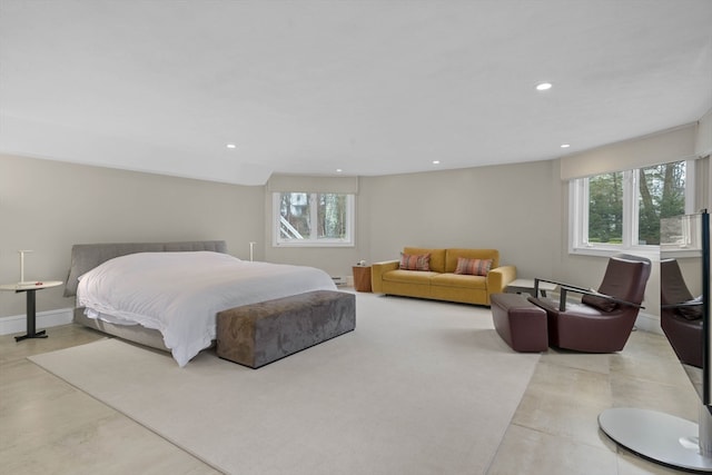 bedroom featuring a baseboard radiator