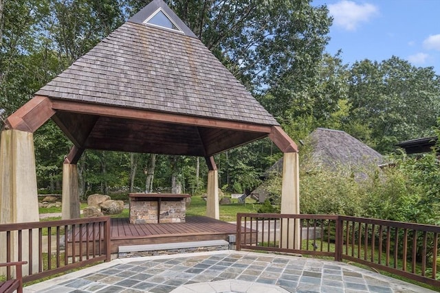 exterior space featuring a gazebo and a patio