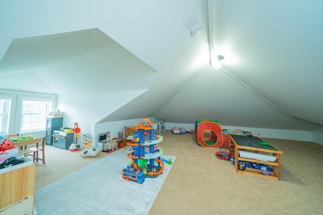 642 Centre St, Newton, MA 02458 - game room with lofted ceiling and carpet floors