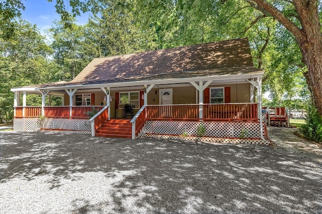 view of front of home featuring covered porch