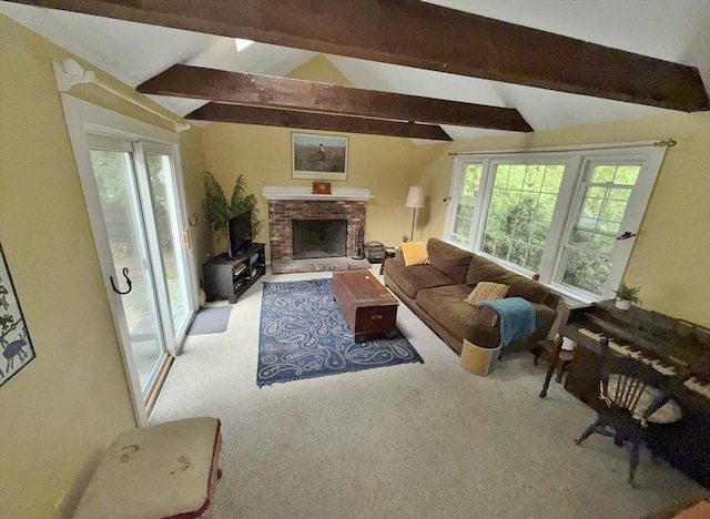 270 Pine St, Marshfield, MA 02050 - living area featuring carpet flooring and a brick fireplace