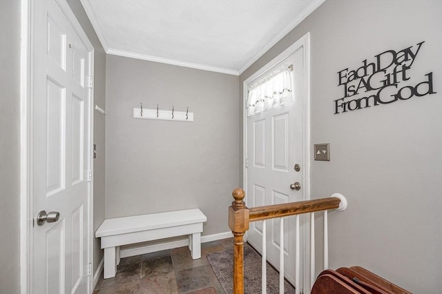 718 Wellman Ave Unit 718, Chelmsford, MA 01863 - foyer entrance with baseboards, crown molding, and stone finish flooring