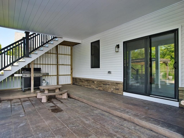 50 Bentley Ln, Westport, MA 02790 - view of patio / terrace with a grill and stairs