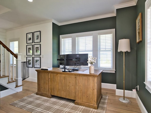 50 Bentley Ln, Westport, MA 02790 - office space with light wood-type flooring, ornamental molding, and baseboards