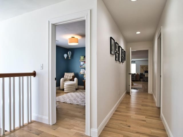 50 Bentley Ln, Westport, MA 02790 - hallway featuring light wood-style flooring, recessed lighting, and baseboards
