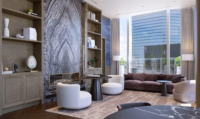 common area with expansive windows