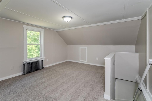 7 2nd Ave, Ware, MA 01082 - additional living space with radiator heating unit, vaulted ceiling, and carpet flooring