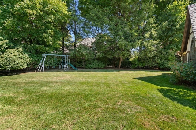 view of yard with a playground