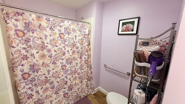 1755 Maple St, Dighton, MA 02764 - bathroom with wood finished floors and a shower with curtain