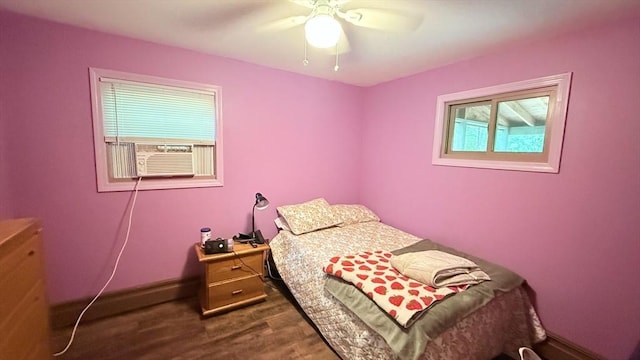 1755 Maple St, Dighton, MA 02764 - bedroom with dark wood finished floors, cooling unit, and a ceiling fan