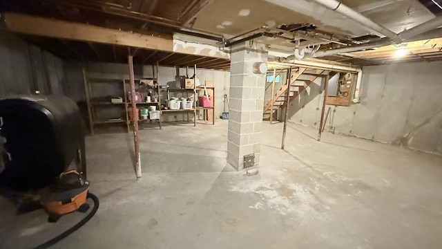 1755 Maple St, Dighton, MA 02764 - unfinished below grade area featuring stairs and heating fuel