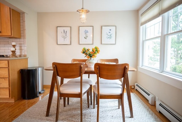 11 Cliff St, Dennis, MA 02638 - dining room with a baseboard heating unit, healthy amount of natural light, and light wood-style flooring