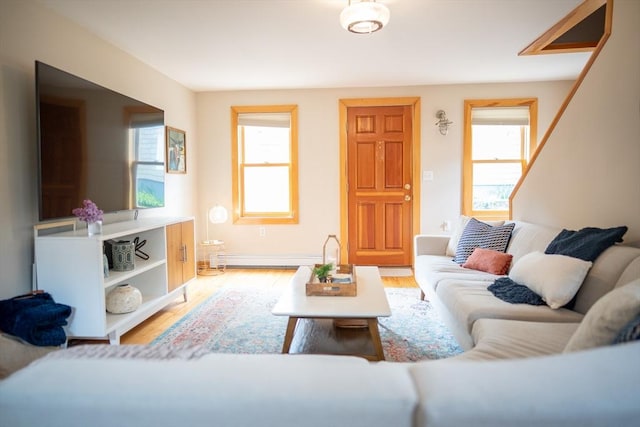 11 Cliff St, Dennis, MA 02638 - living room featuring light wood-style floors and baseboard heating