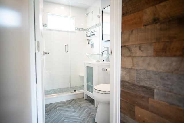 11 Cliff St, Dennis, MA 02638 - bathroom with a stall shower, toilet, and vanity