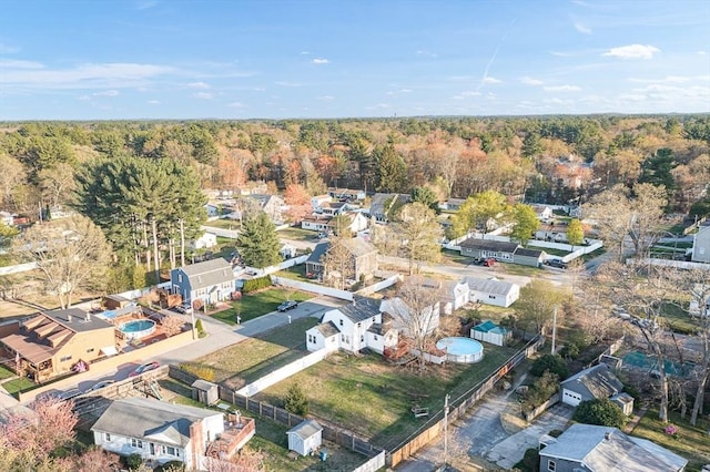 aerial view with a residential view and a forest view