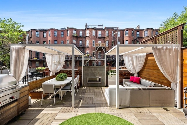 68 W Rutland Sq, Boston, MA 02118 - view of patio / terrace with a wooden deck, area for grilling, and an outdoor living space