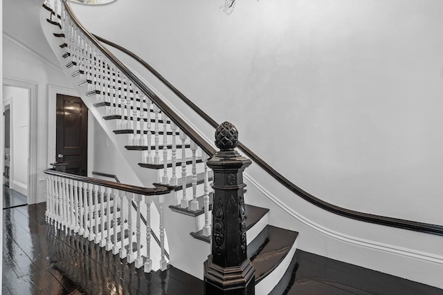 68 W Rutland Sq, Boston, MA 02118 - stairway with ornamental molding and wood finished floors