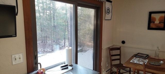 home office with a baseboard radiator