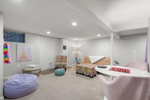 150 Academy St, Braintree, MA 02184 - sitting room with recessed lighting, carpet, and baseboards