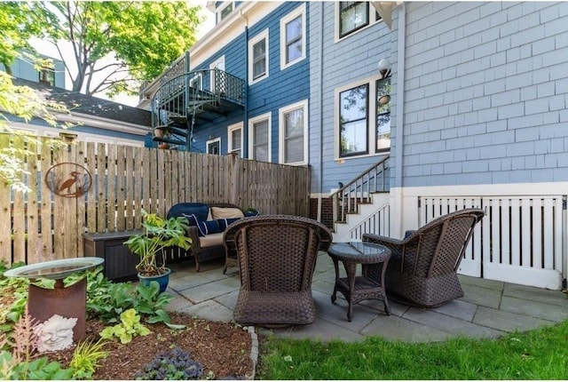 view of patio / terrace featuring an outdoor living space