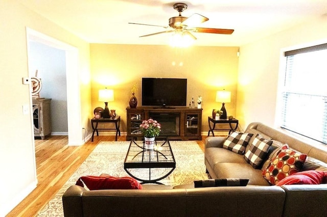 167 Orient St, Worcester, MA 01604 - living room with wood finished floors and ceiling fan