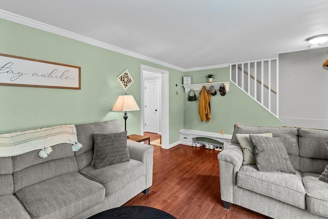 39 Taylor St Unit 39, Haverhill, MA 01830 - living area featuring stairway, crown molding, and wood finished floors