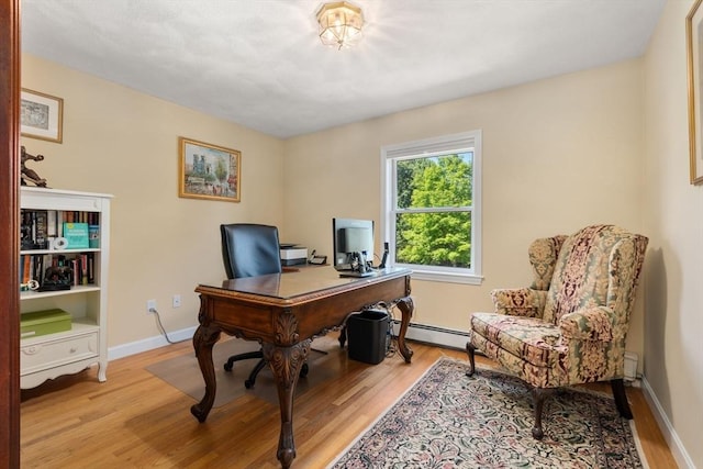 6 Gavin Cir, Stoneham, MA 02180 - home office with light wood finished floors and a baseboard heating unit