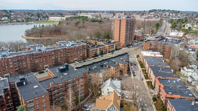 aerial view of a nearby body of water