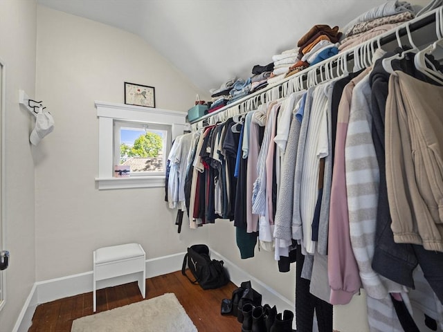 537 Milk St, Fitchburg, MA 01420 - spacious closet with vaulted ceiling and wood finished floors