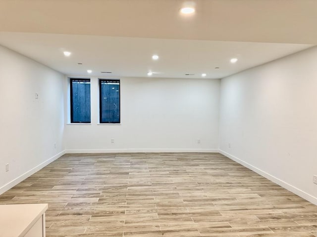 252 Main St Unit 101, Medford, MA 02155 - empty room with recessed lighting, light wood-style floors, and baseboards