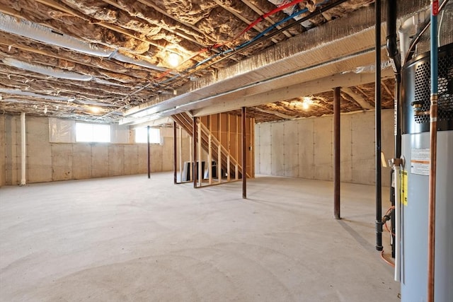 below grade area featuring gas water heater