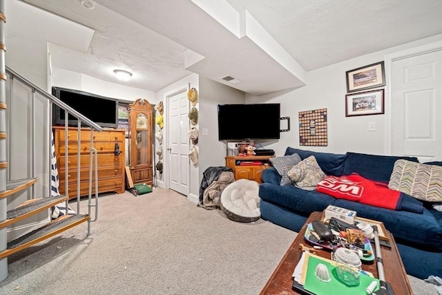 living room with carpet flooring