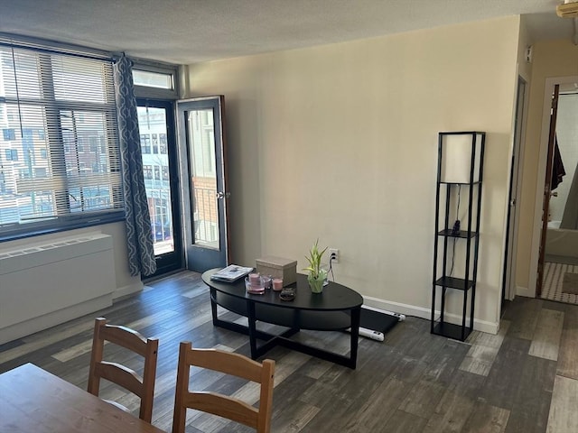 interior space featuring baseboards and dark wood finished floors