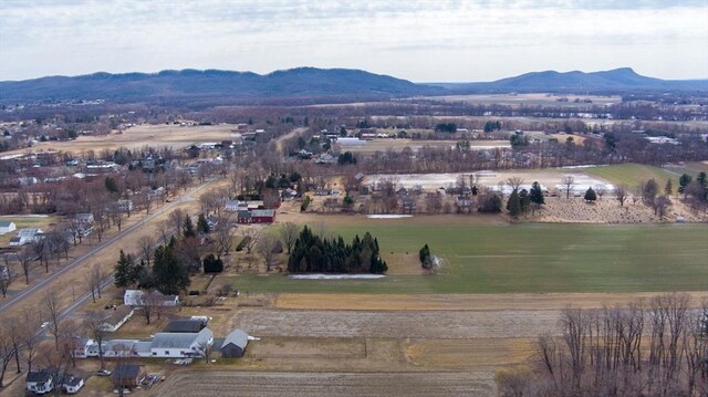 aerial view featuring a mountain view and a rural view