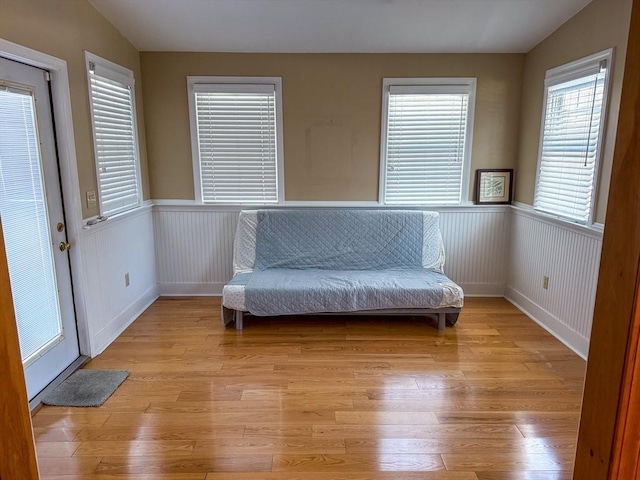 unfurnished room with light hardwood / wood-style flooring