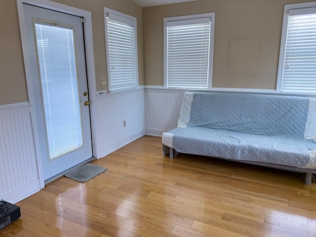 sitting room featuring light hardwood / wood-style floors